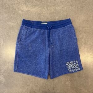 Vintage Y2K Hollister Graphic Blue Fleece Sweat Shorts Men's Size M